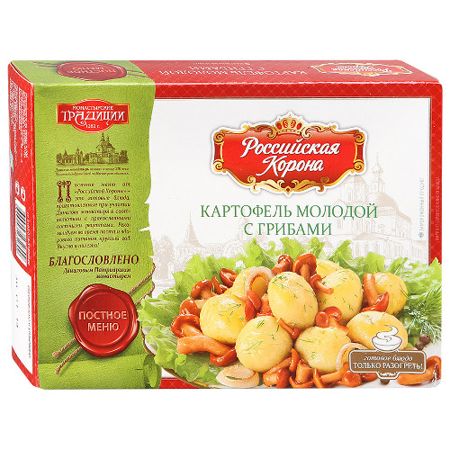Картофель молодой с грибами "Российская Корона" постное меню 300г замороженное блюдо