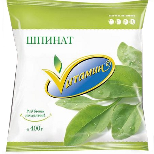 Шпинат листовой "Vитамин" 400г замороженный