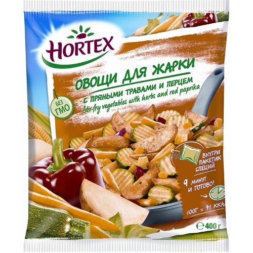 Овощи для жарки "Hortex" (Хортекс) с пряными травами и перцем 400г пакет