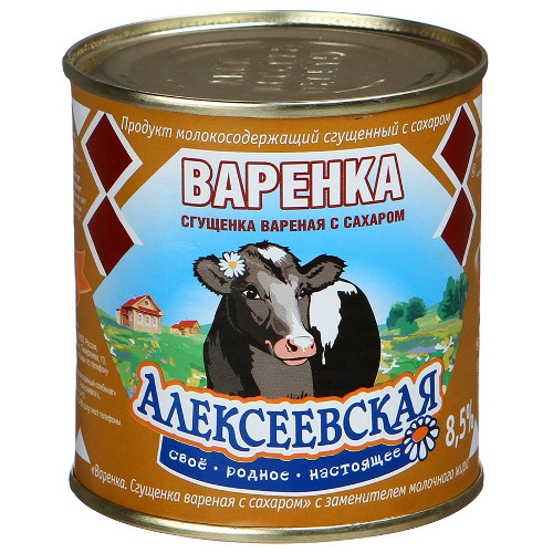 Сгущенка вареная "Алексеевское" с сахаром 370г ж/б