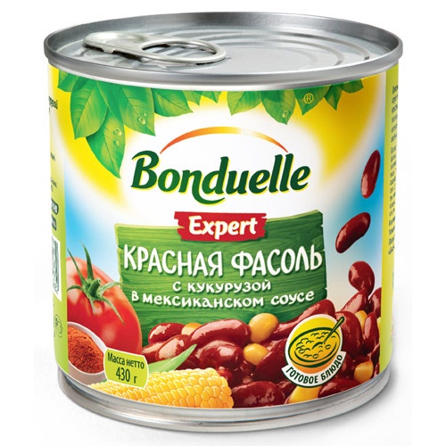 Фасоль "Bonduelle" (Бондюэль) красная с кукурузой в мексиканском соусе 430г ж/б