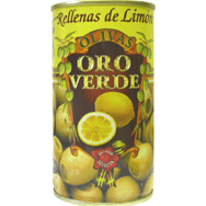 Оливки Оро Верди зеленые с лимоном 350 г ж/б