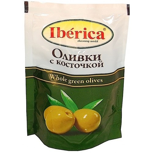 Оливки "Iberica" (Иберика) с косточкой 170г пласт.пакет