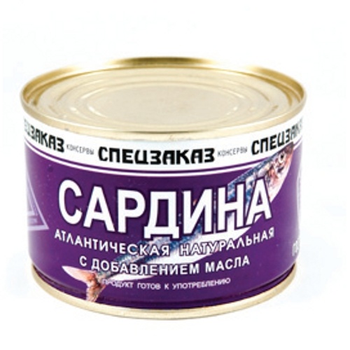 Сардина атлантическая натуральная с добавлением масла "Спецзаказ" 250г ж/б Русский рыбный мир