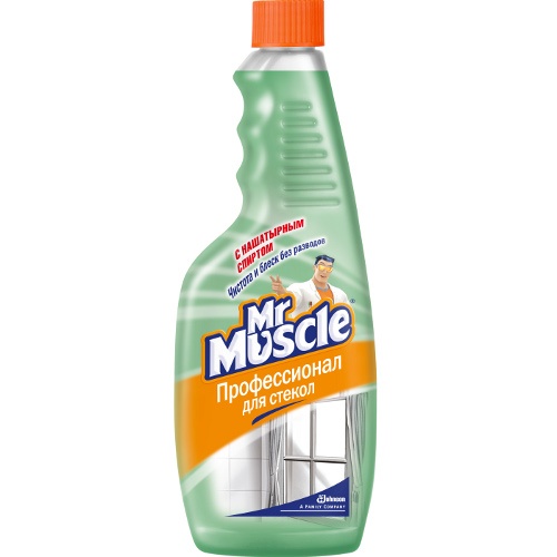 Средство для стекол "Mr.Muscle" (Мистер Мускул) с нашатырным спиртом 500мл запасной блок