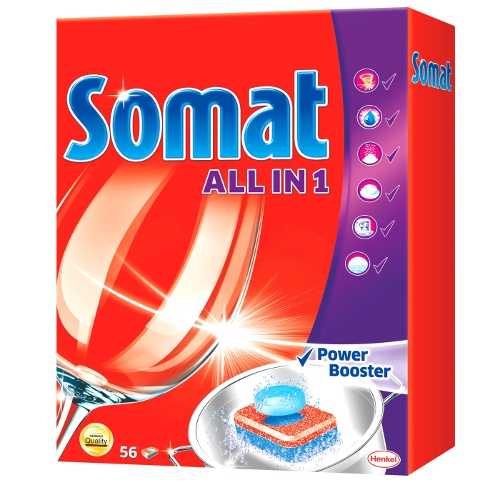 Таблетки для посудомоечных машин "Somat" (Сомат) All In 1 56шт