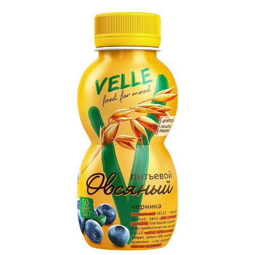 Продукт овсяный питьевой "Velle" (Велле) черника 250г пл.бутылка