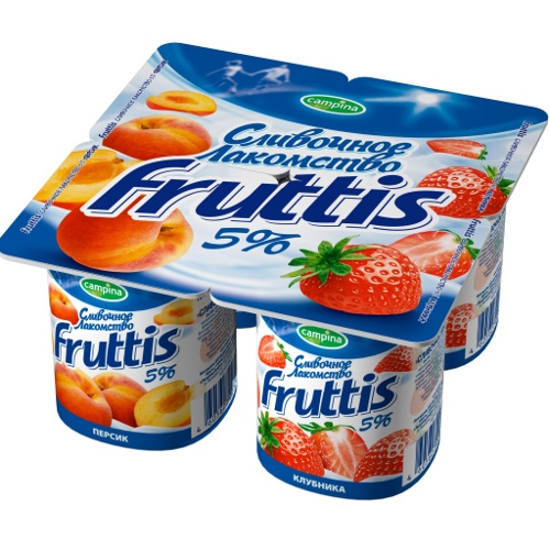 Йогуртный продукт "Fruttis" (Фруттис) Сливочное лакомство персик и клубника 5