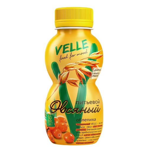 Продукт овсяный питьевой "Velle" (Велле) облепиха 250г пл.бутылка