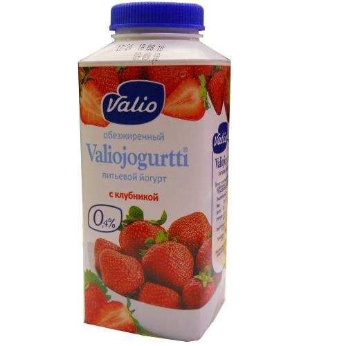 Йогурт питьевой "Valio" (Валио) с клубникой обезжиренный 0
