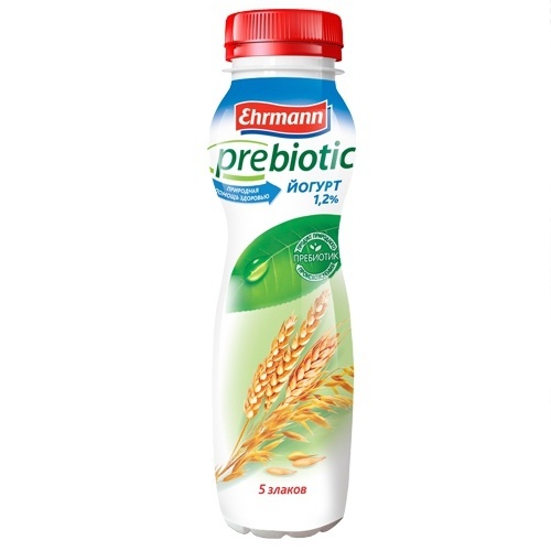 Йогурт питьевой "Ehrmann" (Эрманн) Prebiotic 5-злаков 1