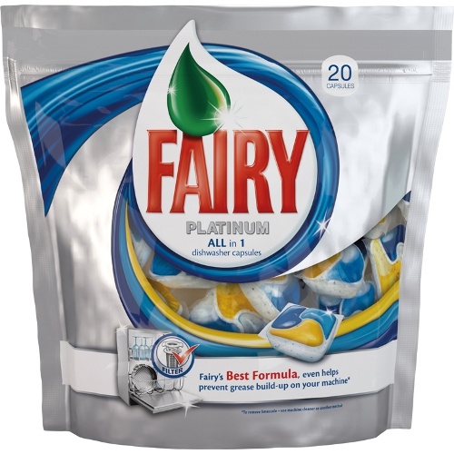 Капсулы для мытья посуды "Fairy" (Фейри) Platinum All in 1 для автоматических посудомоечных машин 20шт