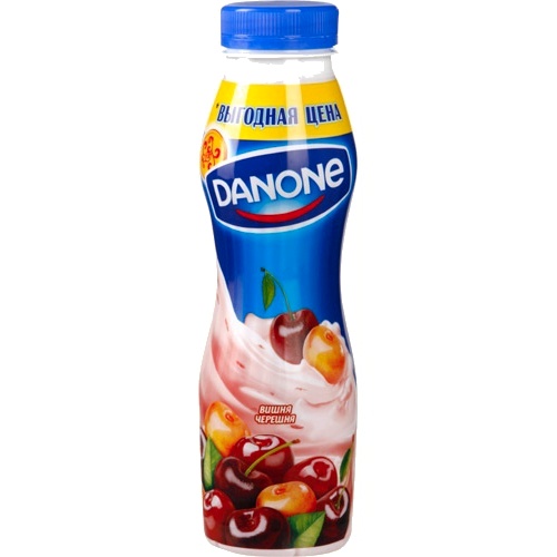 Коктейль молочный "Danone" (Данон) вишня и черешня 290г пл.бутылка