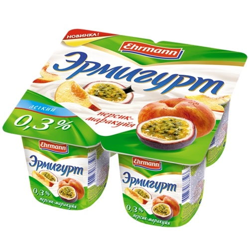 Йогуртный продукт "Ehrmann" (Эрманн) Эрмигурт легкий персик-маракуйя 0