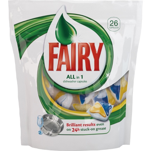 Капсулы для мытья посуды "Fairy" (Фейри) All in Brilliant results для автоматических посудомоечных машин 26шт