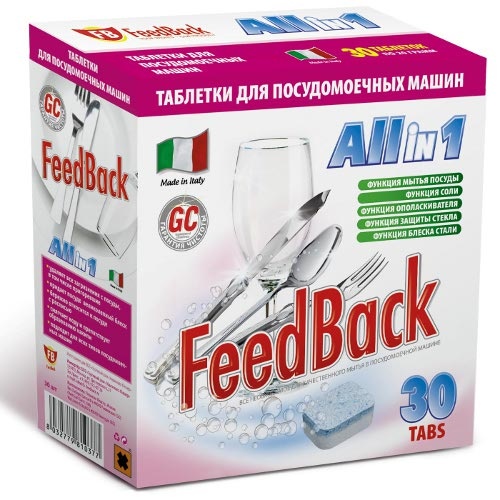 Таблетки для посудомоечных машин "FeedBack" (Фидбэк) для посудомоечных машин 30шт