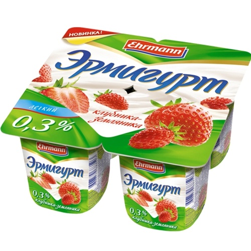 Йогуртный продукт "Ehrmann" (Эрманн) Эрмигурт легкий клубника-земляника 0