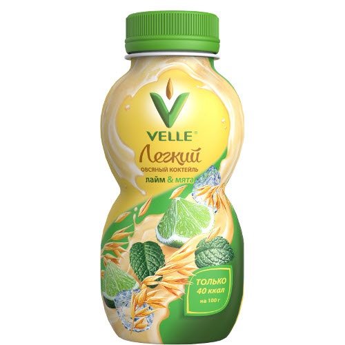 Продукт овсяный питьевой "Velle" (Велле) легкий лайм и мята 250г пл.бутылка