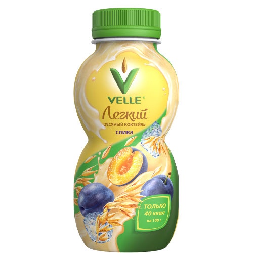 Продукт овсяный питьевой "Velle" (Велле) легкий слива 250г пл.бутылка