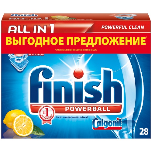 Средство для посудомоечных машин "Finish" (Финиш) All in 1 28-таблеток лимон Calgonit
