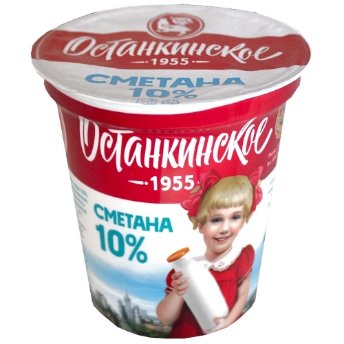 Сметана "Останкинская" 10% 350г пл.стакан