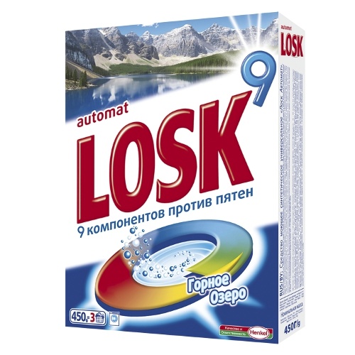 Стиральный порошок "Losk" (Лоск) автомат горное озеро 450г коробка