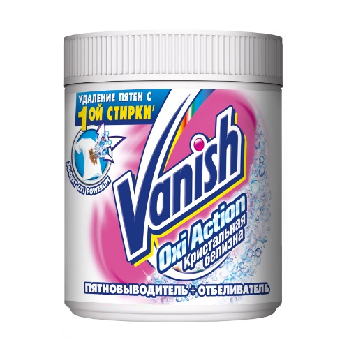 Пятновыводитель "Vanish" (Ваниш) Oxi Action Кристальная белизна +отбеливатель для белого белья порошок 500г