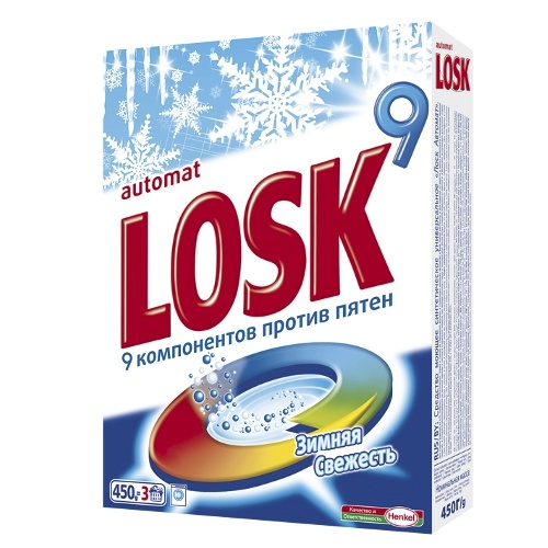 Стиральный порошок "Losk" (Лоск) автомат зимняя свежесть 450г коробка