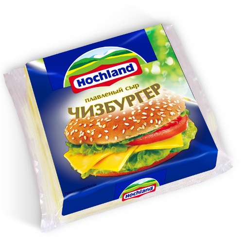Сыр плавленый "Hochland" (Хохланд) Чизбургер 48% 150г 8-ломтиков