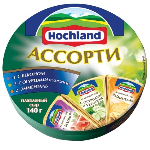 Сыр плавленый "Hochland" (Хохланд) Ассорти (2-эмментальских
