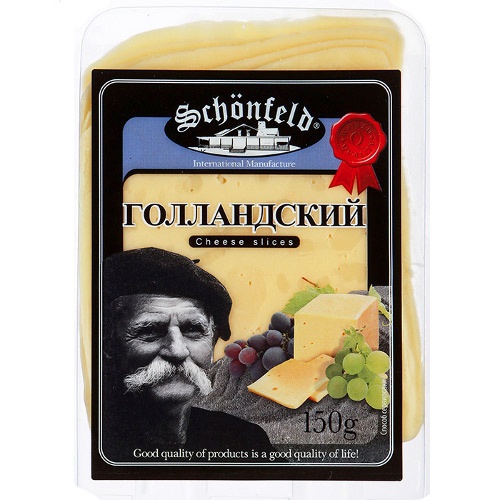 Сыр Голландский "Schonfeld" (Шонфилд) 45% 150г нарезка Россия