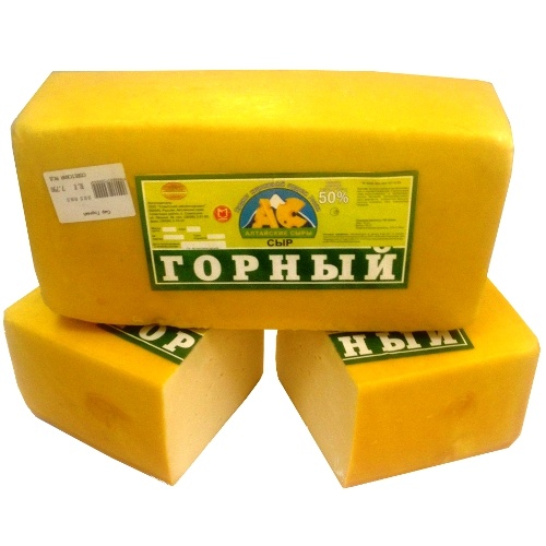 Сыр Горный "Алтайские сыры" 50% 1кг блок