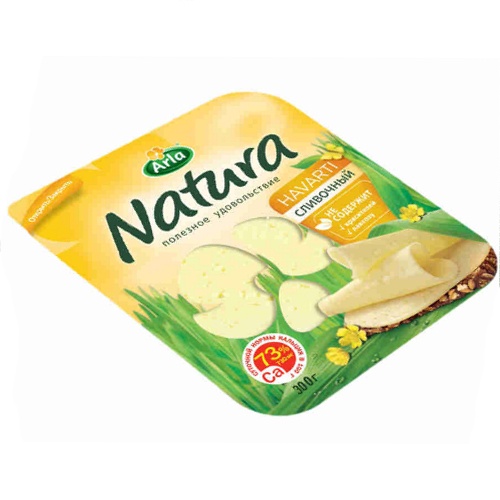 Сыр Сливочный "Natura" (Натура) 45% 300г нарезка Арла Россия