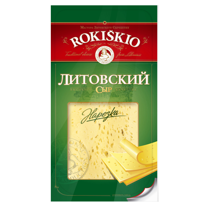 Сыр Литовский 48% 140г нарезка Rokiskio
