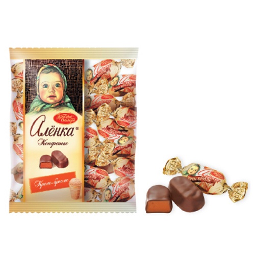 Конфеты шоколадные "Аленка" крем-брюле 250г пакет Красный Октябрь