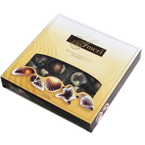 Конфеты шоколадные "Ameri" (Амери) ракушки с начинкой пралине 250г коробка Бельгия