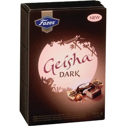 Конфеты шоколадные "Fazer" (Фазер) Geisha (Гейша) горький шоколад с тертым орехом 150г коробка Финляндия