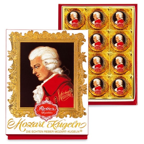 Конфеты шоколадные "Mozart" (Моцарт) Kugel горький шоколад 240г коробка Reber