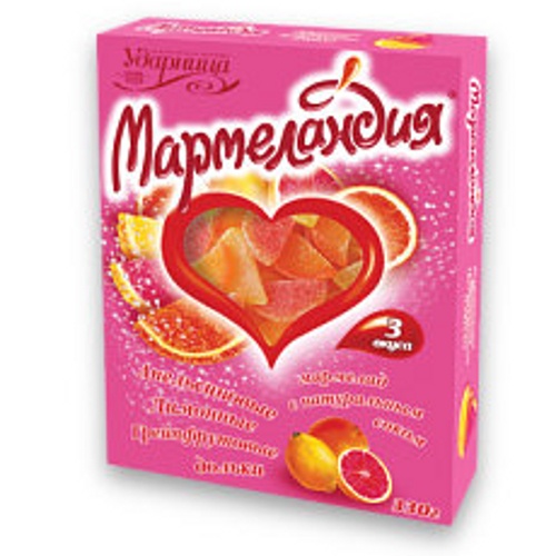 Мармелад "Мармеландия" Ассорти дольки (апельсин лимон грейпфрут) 330г карт.коробка Ударница