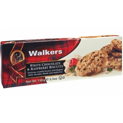 Печенье "Walkers" (Валкерс) песочное с белым шоколадом и малиной 150г