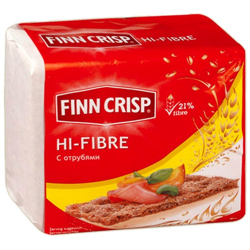 Хлебцы "Finn Crisp" (Финн Крисп) Hi-Fibre ржаные с отрубями 200г прямоугольные