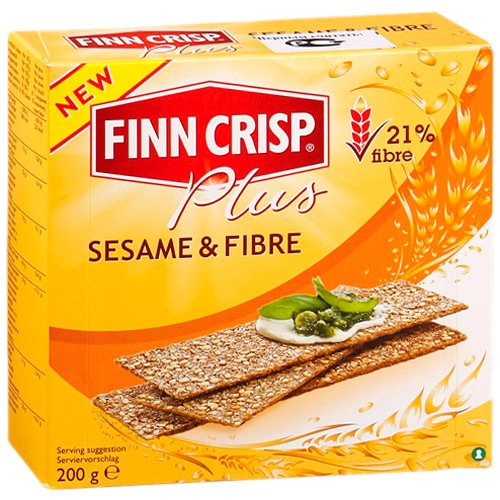 Сухарики "Finn Crisp" (Финн Крисп) Plus Sesame and Fibre ржаные с кунжутом и отрубями 200г