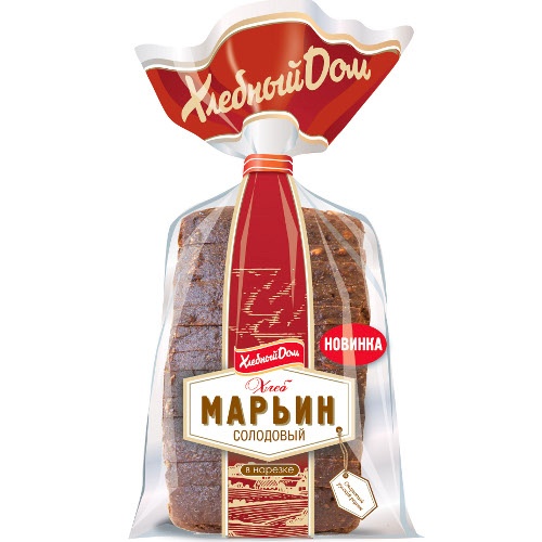 Хлеб Марьин солодовый в нарезке 350г п/п Хлебный Дом