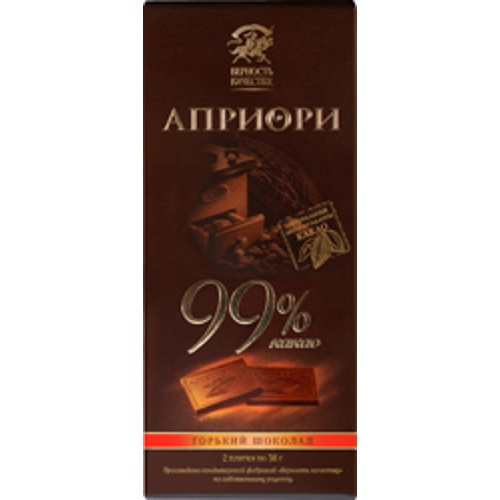 Шоколад "Верность Качеству" Априори горький 99% 72г Россия