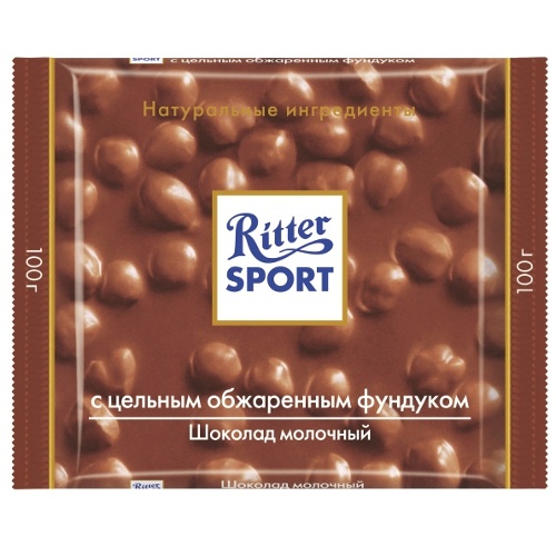 Шоколад "Ritter Sport" (Риттер Спорт) молочный с лесным орехом 100г