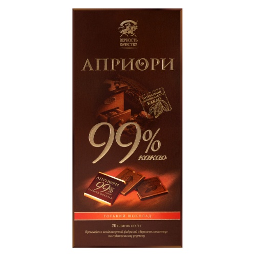 Шоколад "Верность Качеству" Априори горький 99% 100г Россия