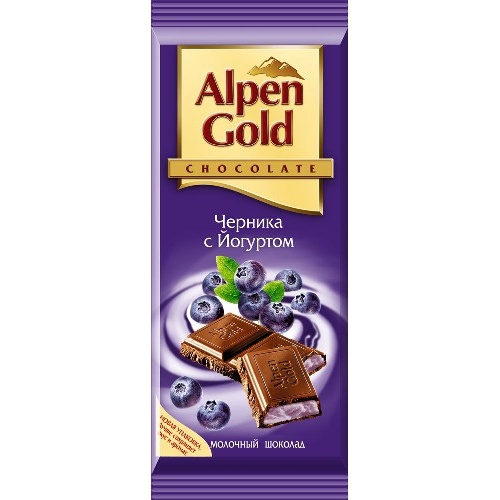 Шоколад "Alpen Gold" (Альпен Гольд) молочный черника с йогуртом 90г Россия