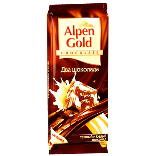 Шоколад "Alpen Gold" (Альпен Гольд) темный и белый шоколад 90г