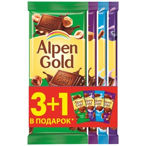 Шоколад "Alpen Gold" (Альпен Гольд) Микс 4штх90г