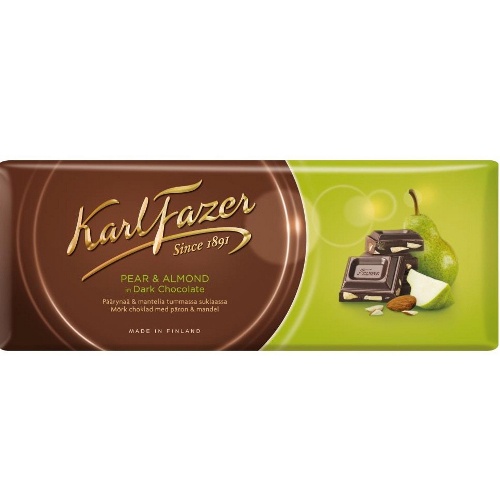 Шоколад "Karl Fazer" (Карл Фазер) с темным миндалем и грушей 200г